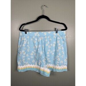 Simply Southern Blue Shorts with White Flowers Ricrac Women's Sz XL -  NEW
